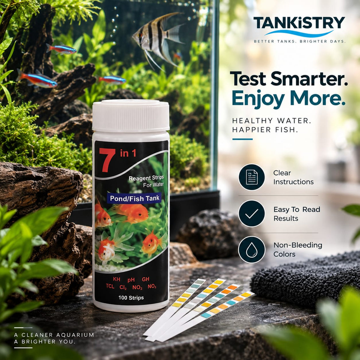 7-in-1 Aquarium Test Strips - 100 Strips
