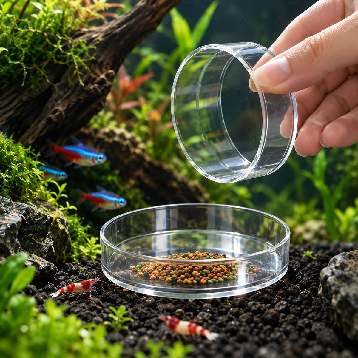 Clear Aquarium Feeding Dish